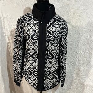 Talbots Cozy Fleeceback Snowflake Jacket, size large, NWT